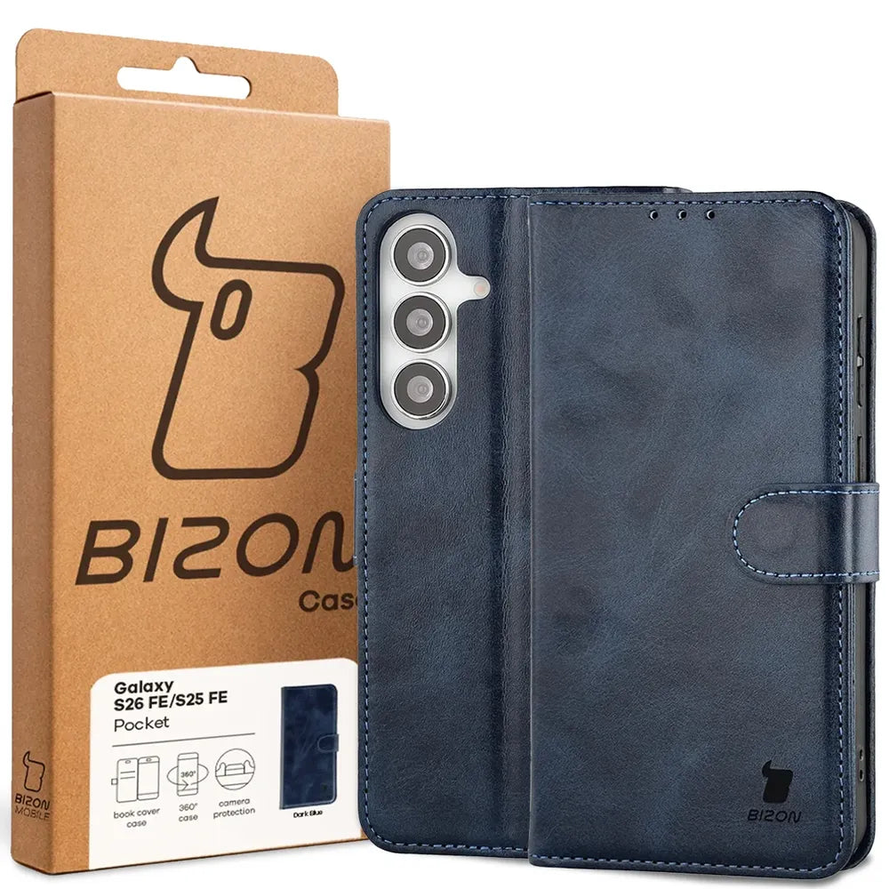 Handyhülle mit Klappe für Galaxy S26 FE / S25 FE, Bizon Case Pocket, Dunkelblau (6/6)