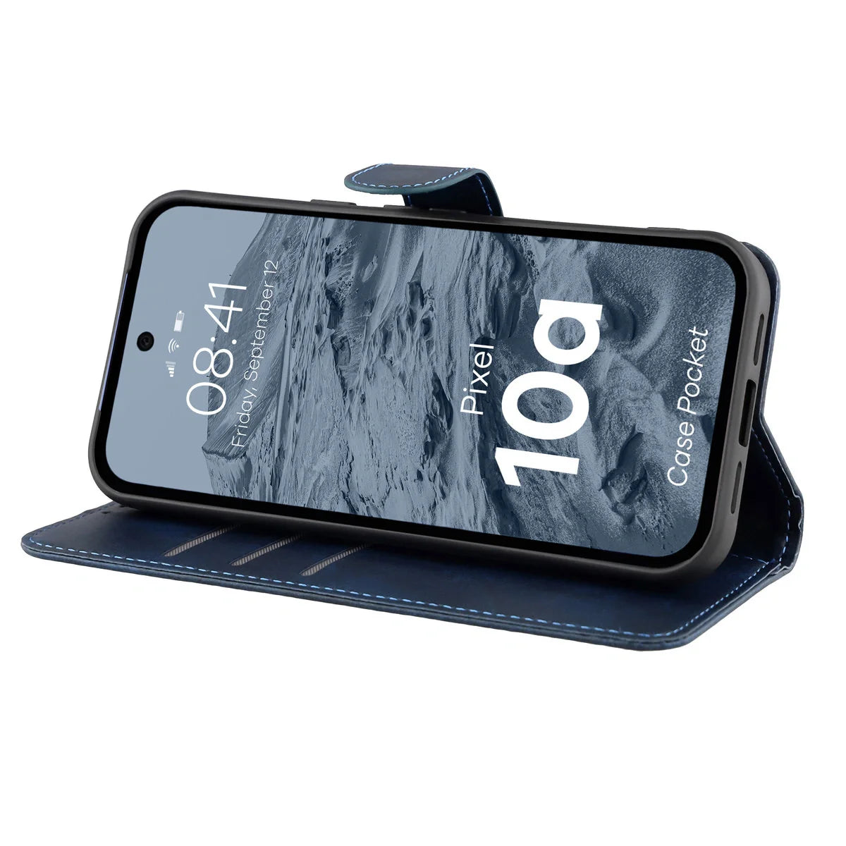 Handyhülle mit Klappe für Google Pixel 10a, Bizon Case Pocket, Dunkelblau