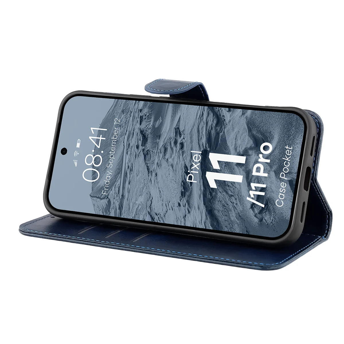 Handyhülle mit Klappe für Google Pixel 11 / 11 Pro, Bizon Case Pocket, Dunkelblau
