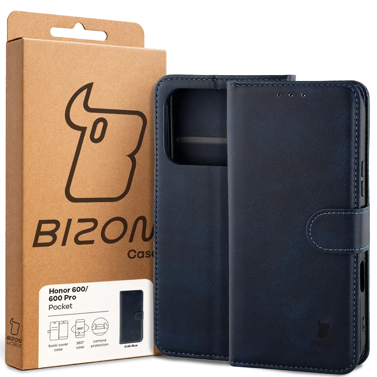 Handyhülle mit Klappe für Honor 600 5G / 600 Pro 5G, Bizon Case Pocket, Dunkelblau