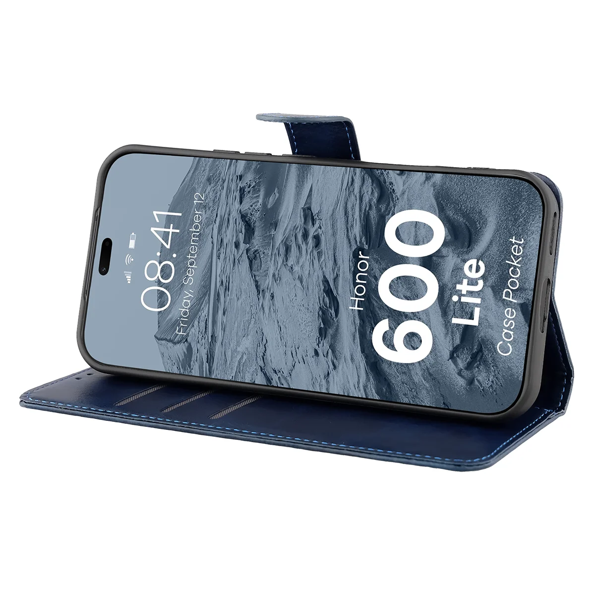 Handyhülle mit Klappe für Honor 600 Lite 5G, Bizon Case Pocket, Dunkelblau