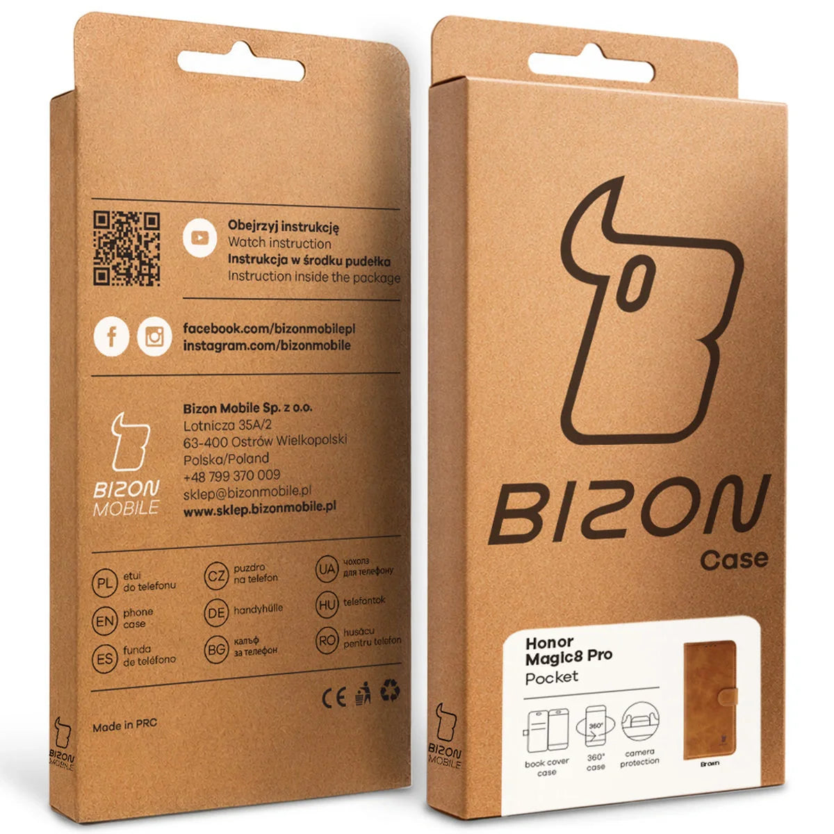 Handyhülle mit Klappe für Honor Magic8 Pro, Bizon Case Pocket, Braun