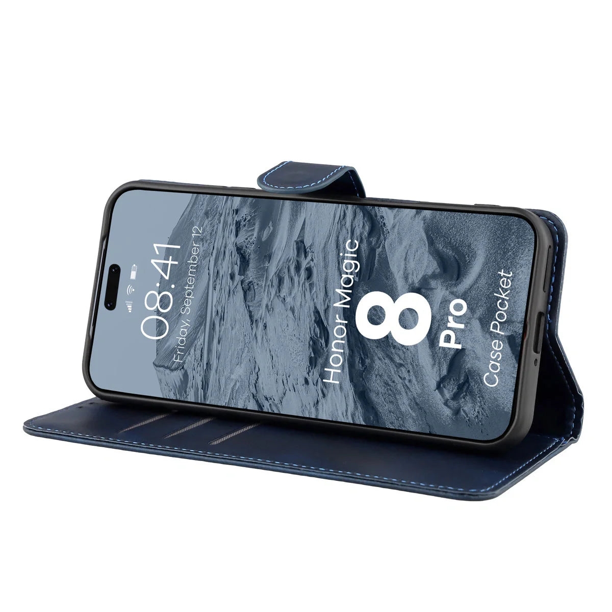 Handyhülle mit Klappe für Honor Magic8 Pro, Bizon Case Pocket, Dunkelblau