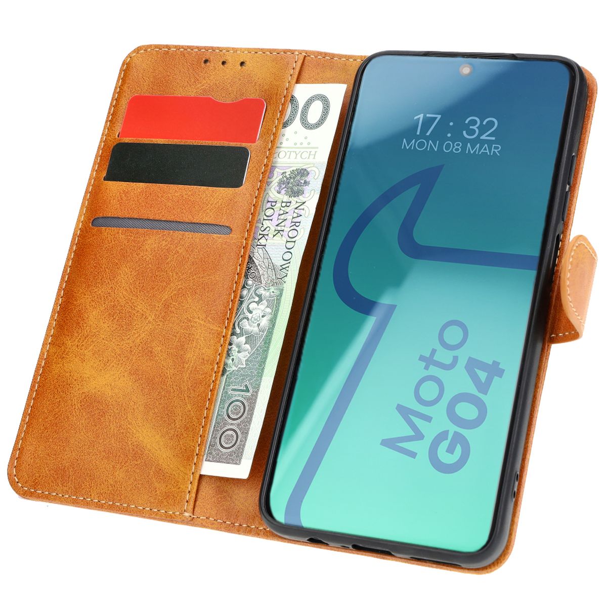 Schutzhülle für Motorola Moto G04/G24, Bizon Case Pocket, Braun