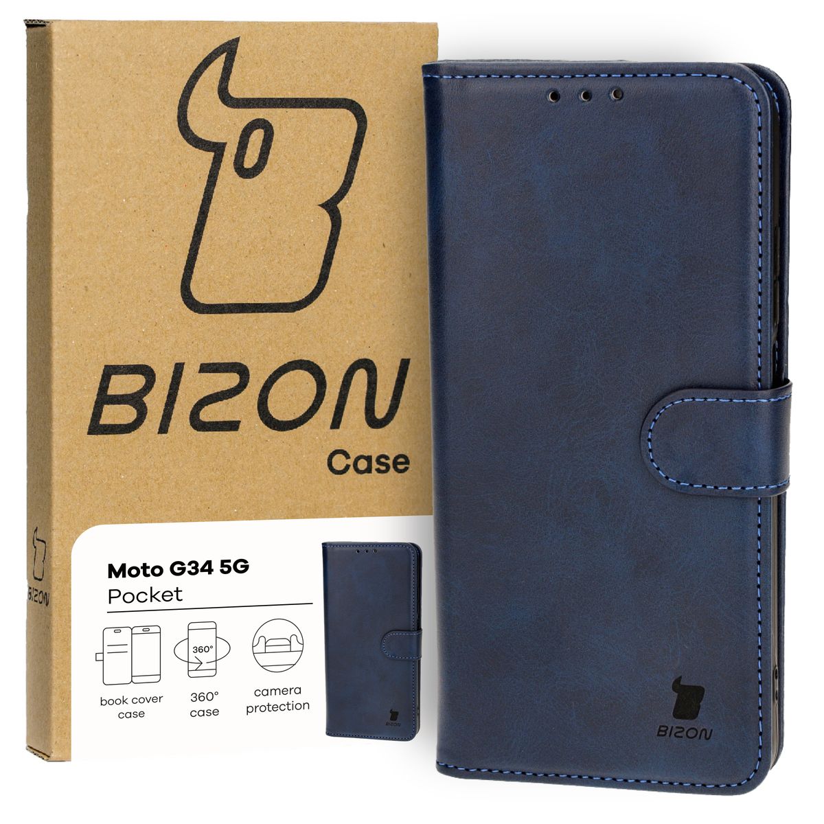 Schutzhülle für Motorola Moto G34 5G, Bizon Case Pocket, Dunkelblau