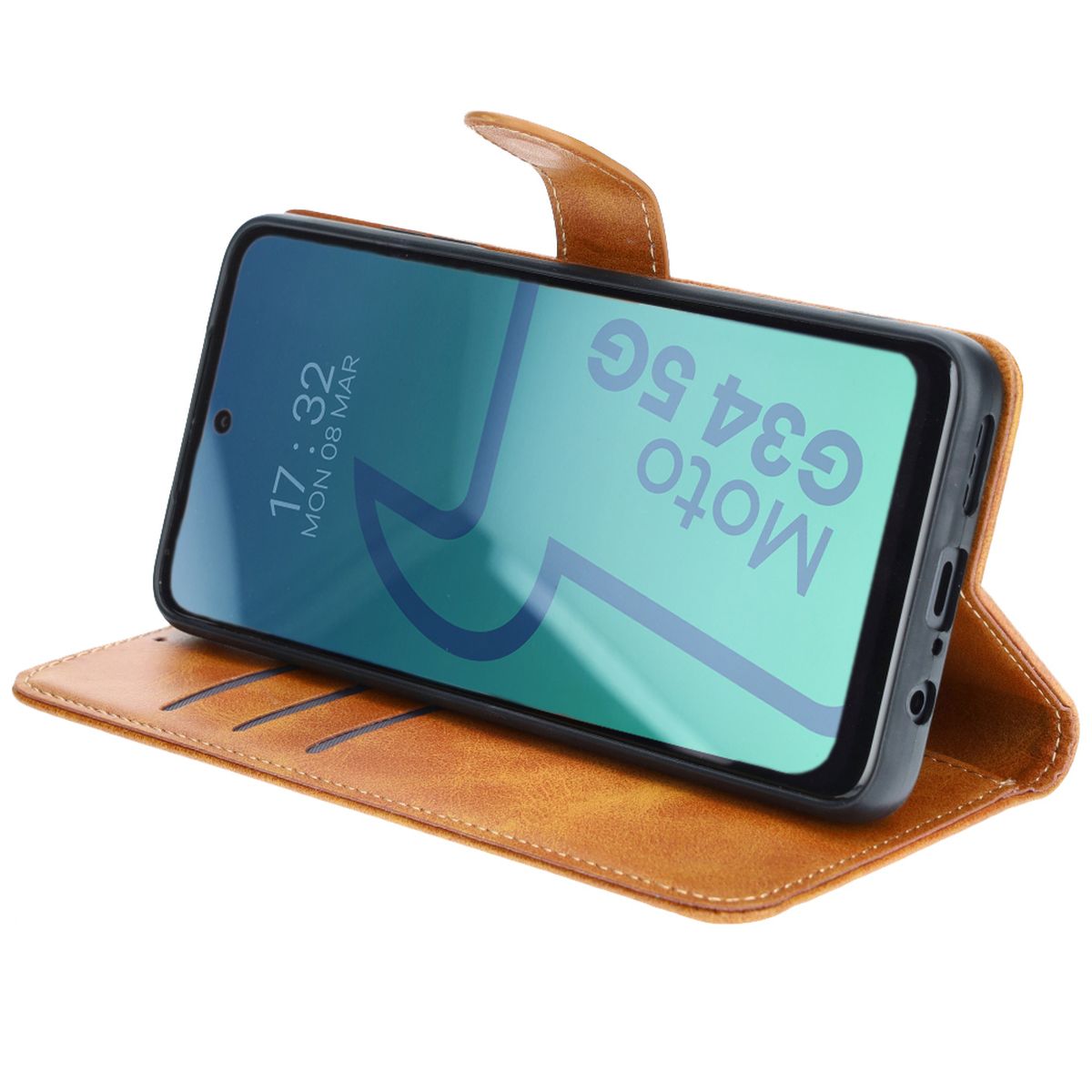 Schutzhülle für Motorola Moto G34 5G, Bizon Case Pocket, Braun