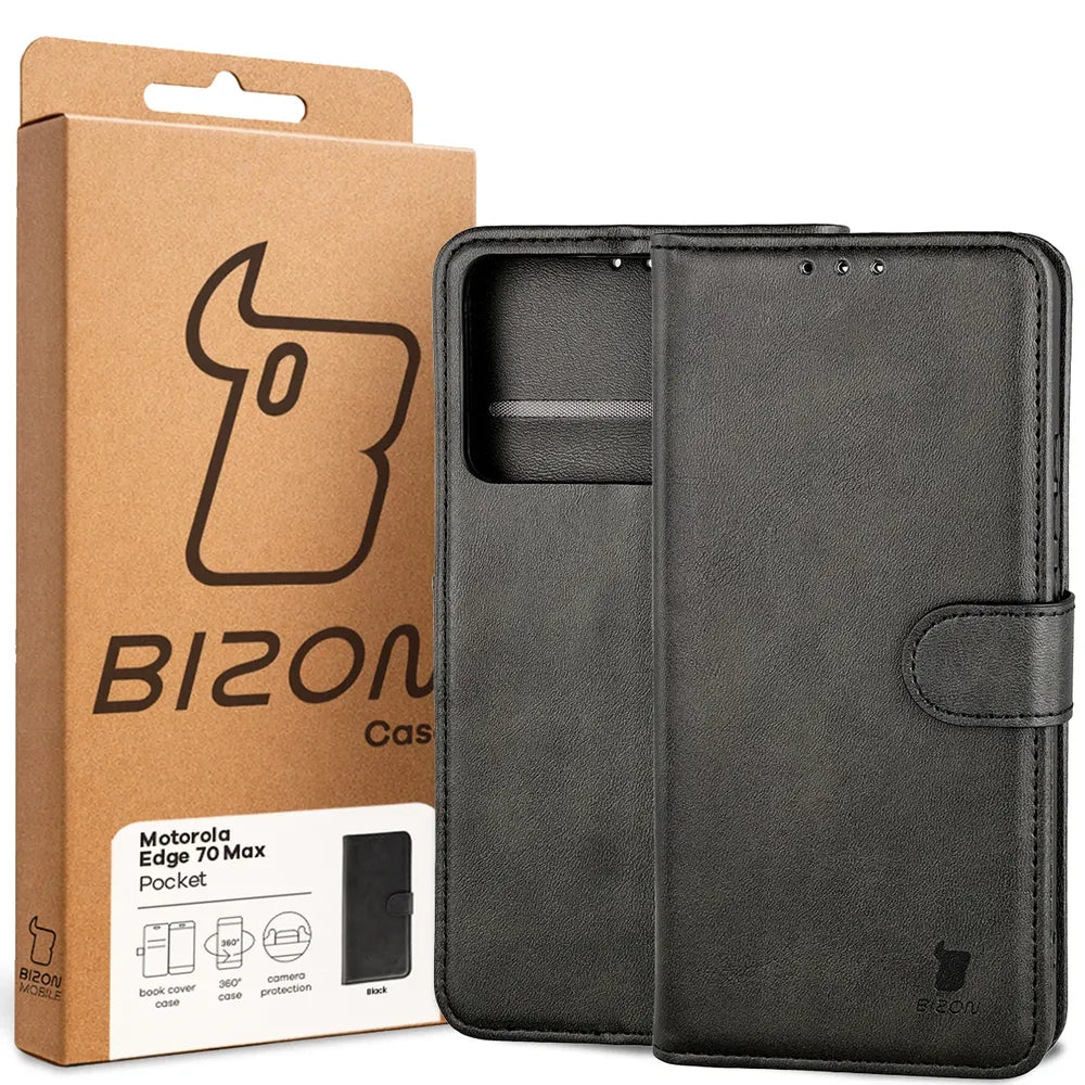 Handyhülle mit Klappe für Motorola Edge 70 Max, Bizon Case Pocket, Schwarz (6/6)
