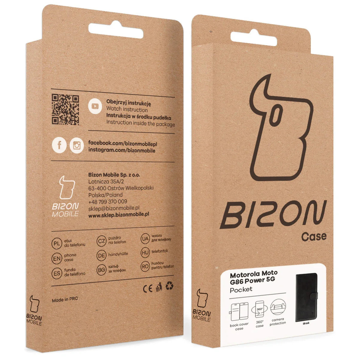Handyhülle mit Klappe für Motorola Moto G86 Power 5G, Bizon Case Pocket, Schwarz