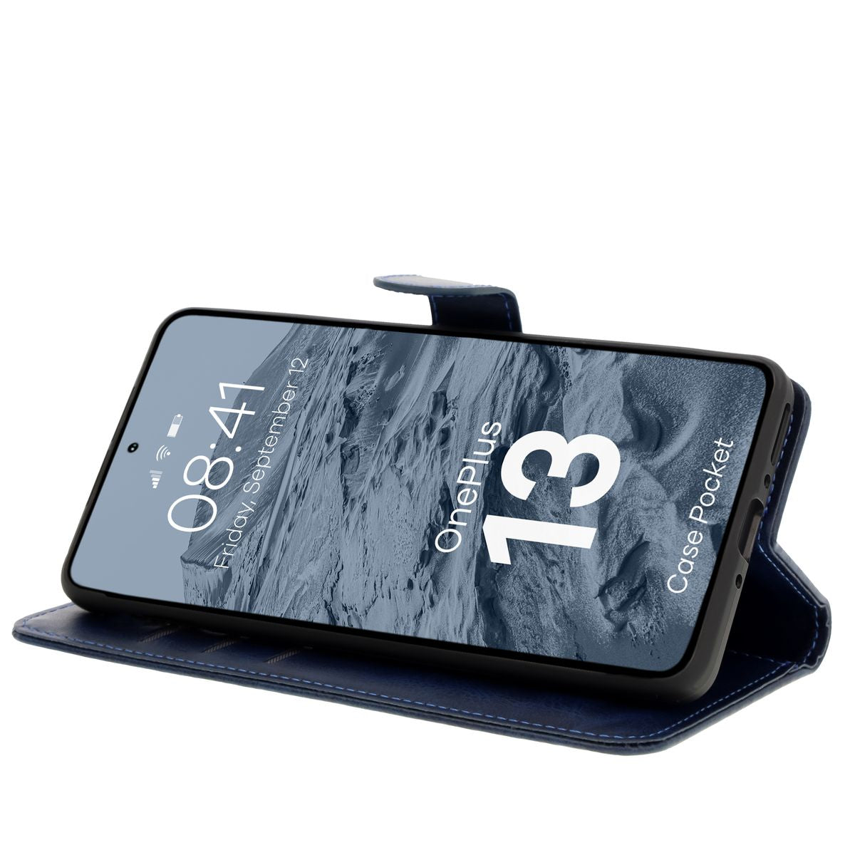 Handyhülle mit Klappe für OnePlus 13, Bizon Case Pocket, Dunkelblau