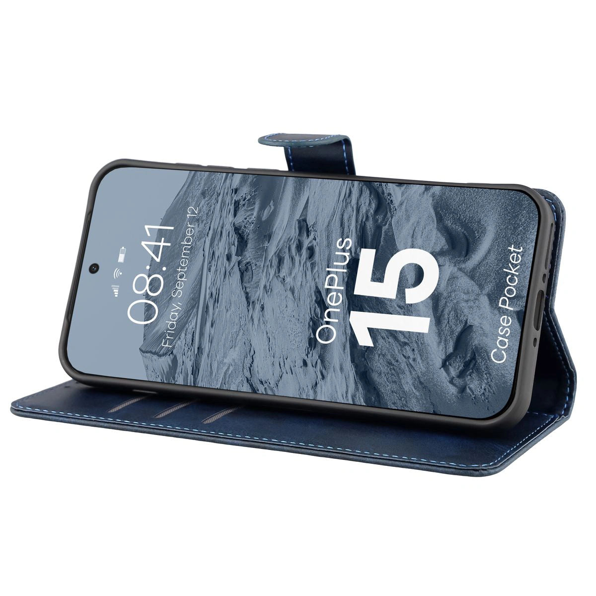 Handyhülle mit Klappe für OnePlus 15, Bizon Case Pocket, Dunkelblau