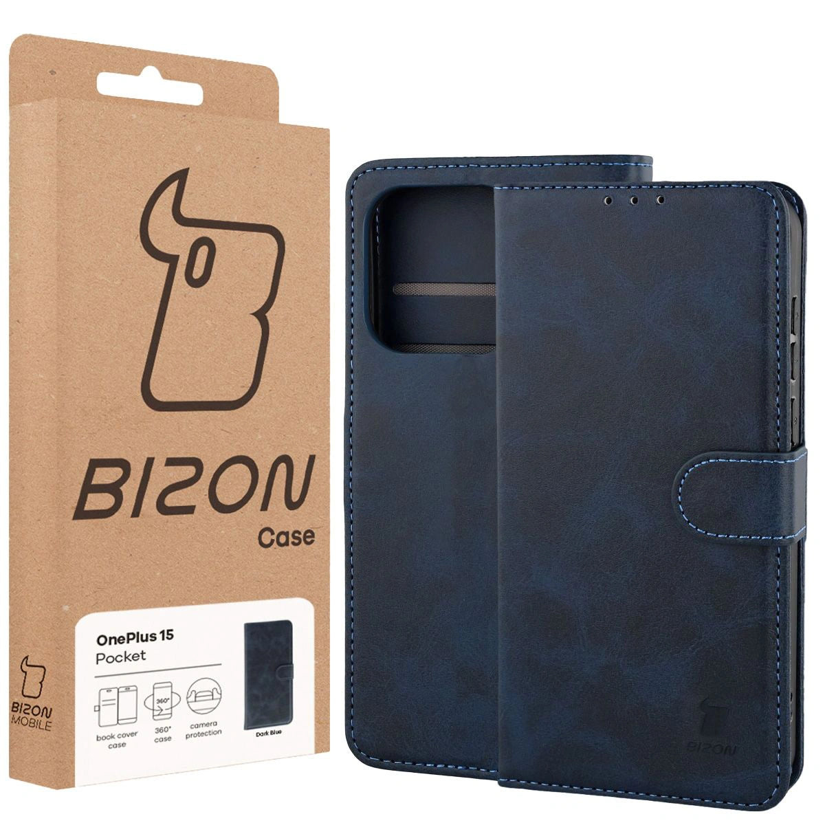 Handyhülle mit Klappe für OnePlus 15, Bizon Case Pocket, Dunkelblau