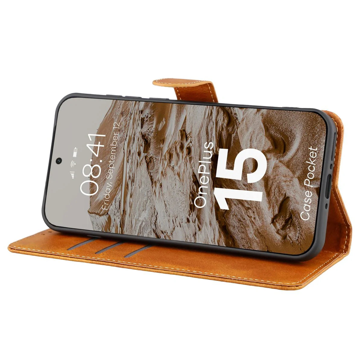 Handyhülle mit Klappe für OnePlus 15, Bizon Case Pocket, Braun