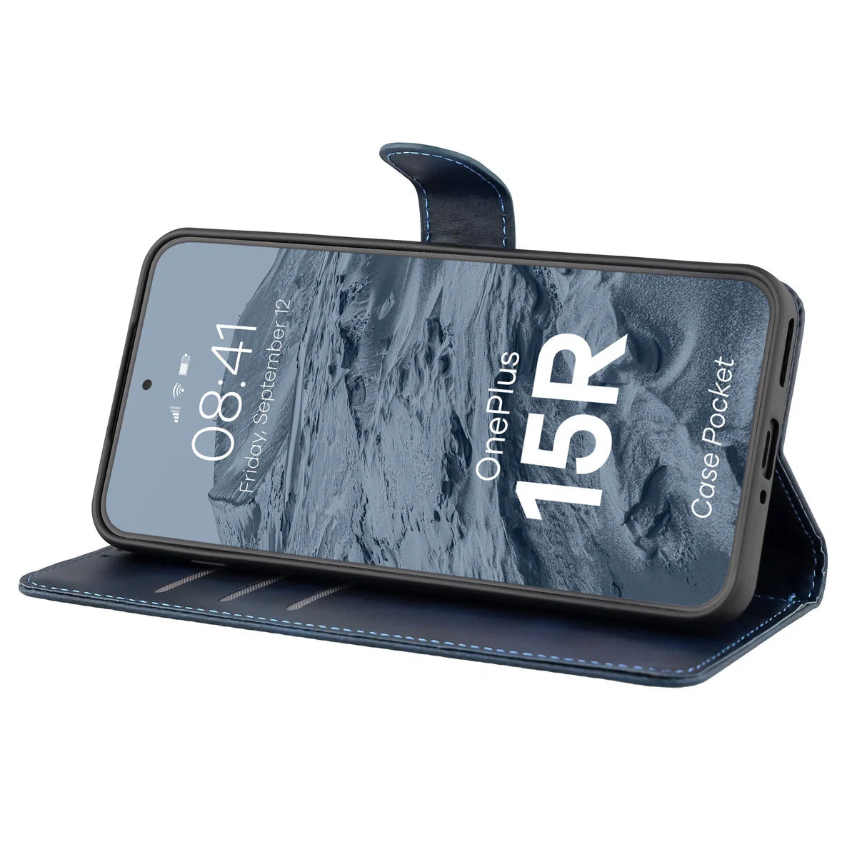 Handyhülle mit Klappe für OnePlus 15R, Bizon Case Pocket, Dunkelblau