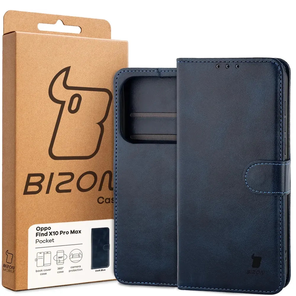 Handyhülle mit Klappe für OPPO Find X10 Pro Max, Bizon Case Pocket, Dunkelblau (6/6)