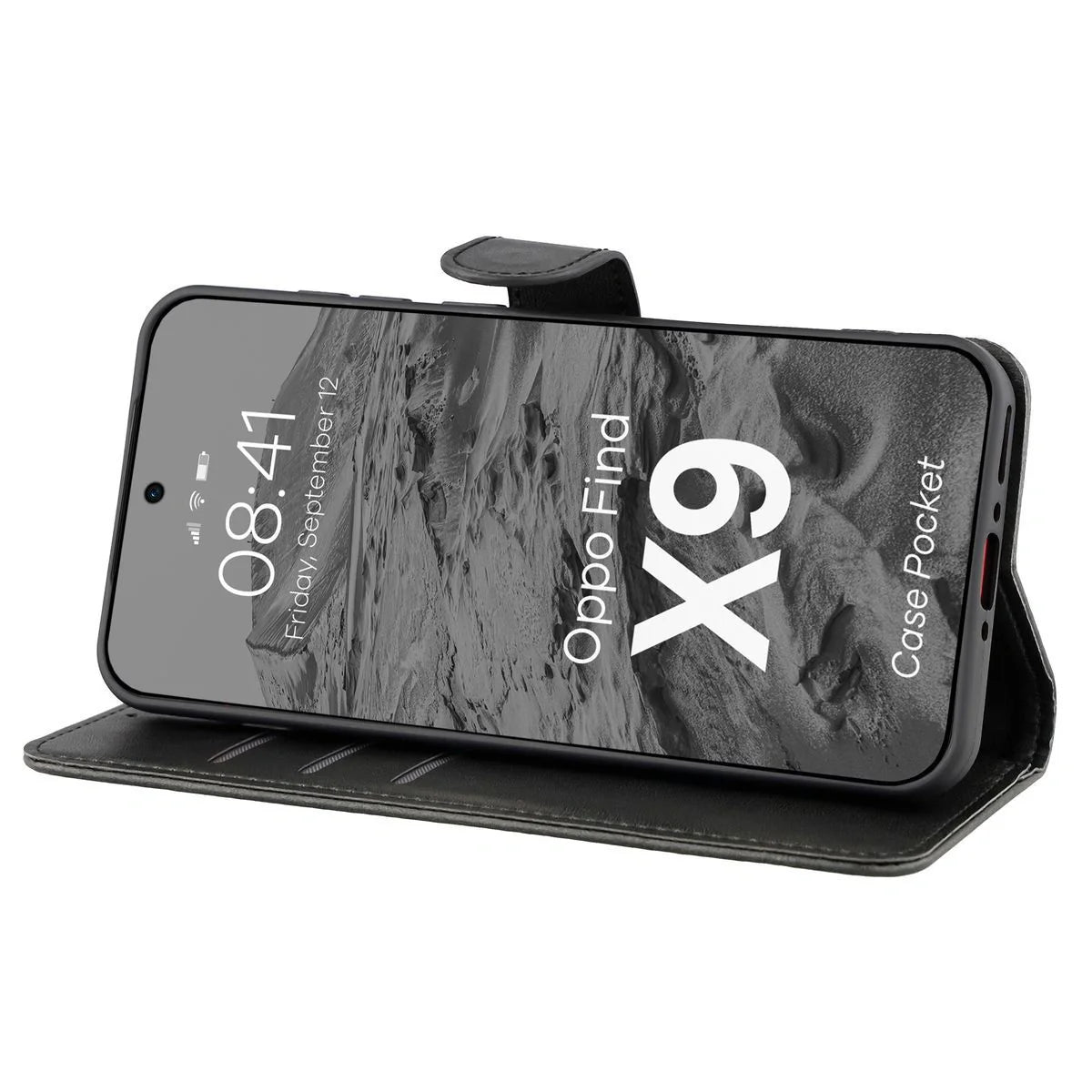 Handyhülle mit Klappe für Oppo Find X9, Bizon Case Pocket, Schwarz