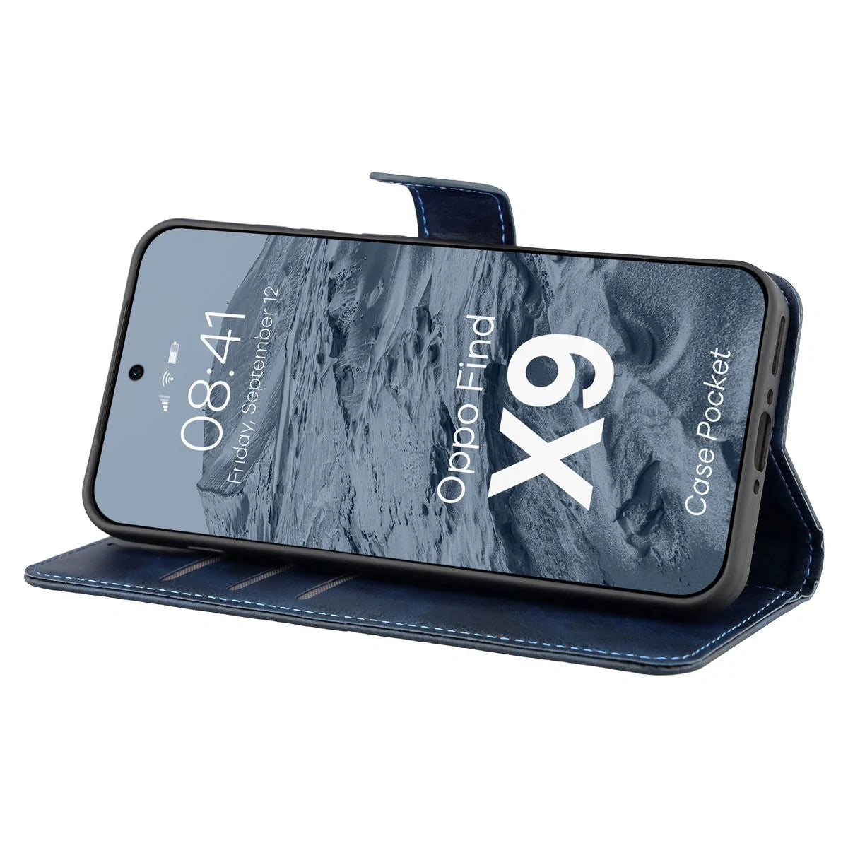 Handyhülle mit Klappe für Oppo Find X9, Bizon Case Pocket, Dunkelblau
