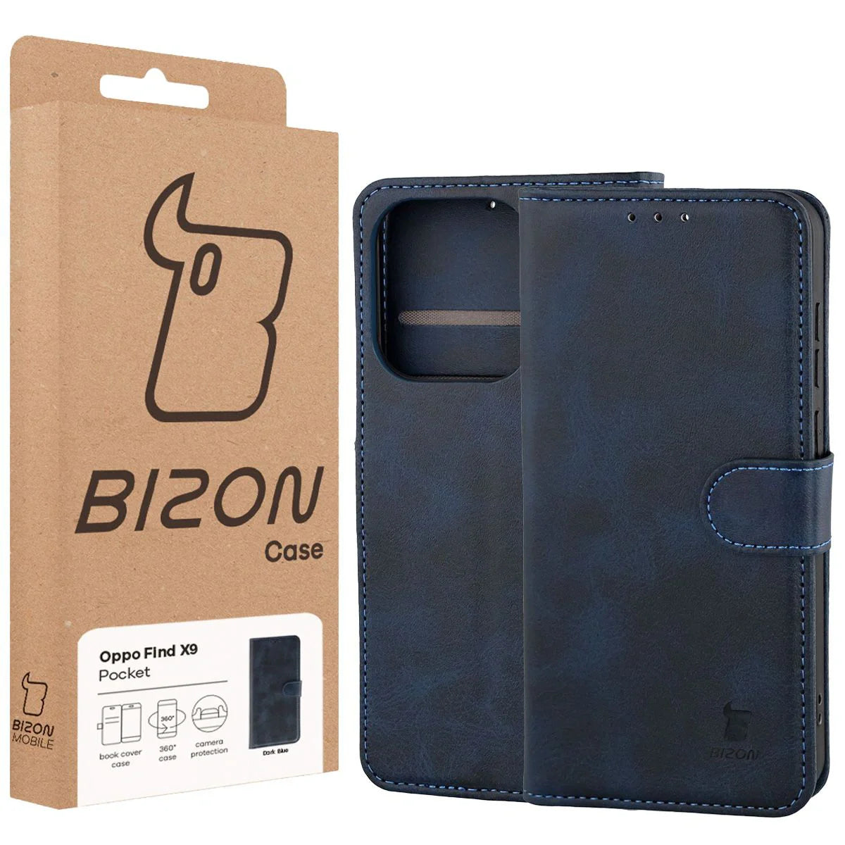 Handyhülle mit Klappe für Oppo Find X9, Bizon Case Pocket, Dunkelblau