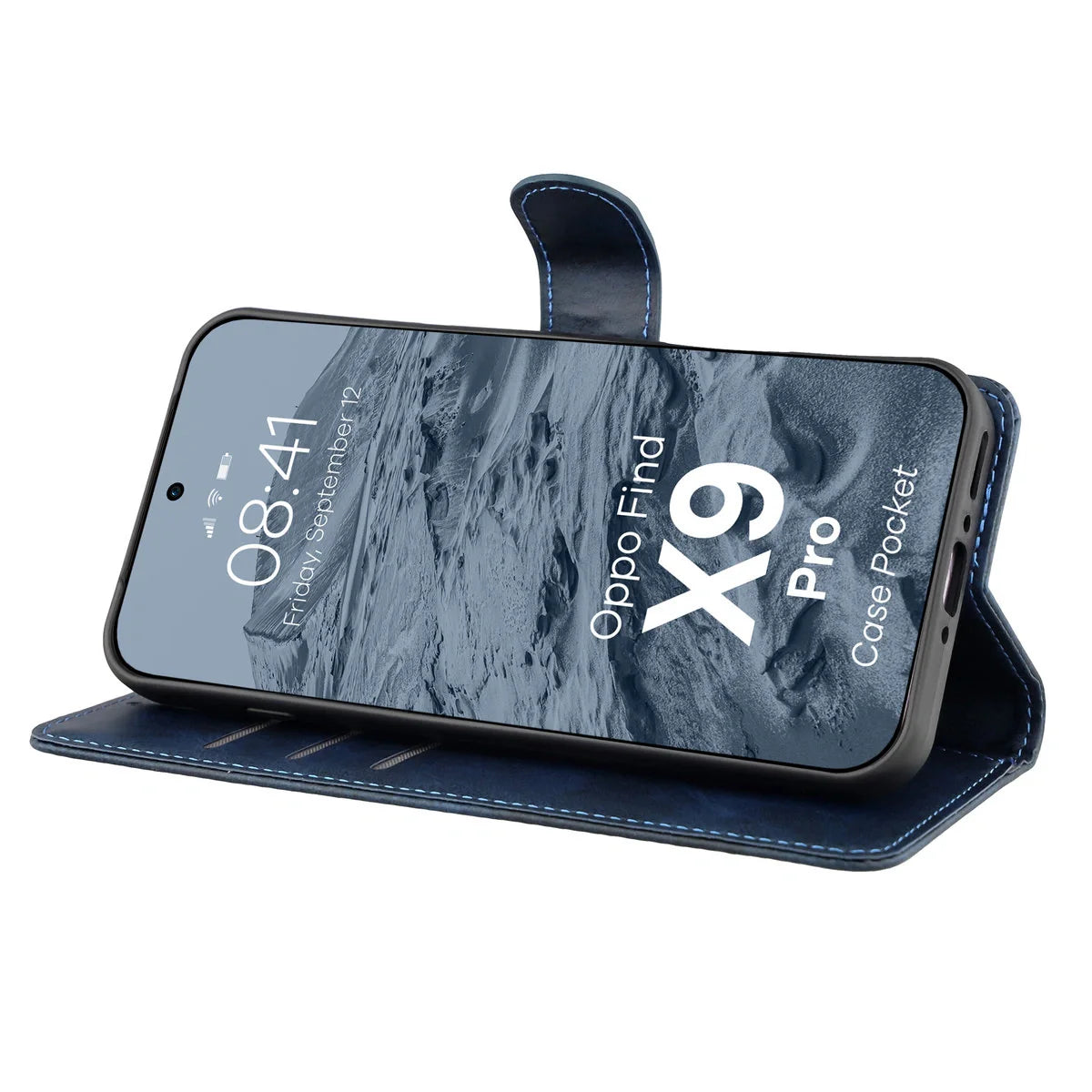 Handyhülle mit Klappe für Oppo Find X9 Pro, Bizon Case Pocket, Dunkelblau