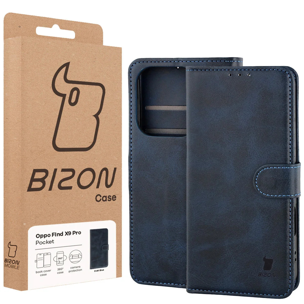 Handyhülle mit Klappe für Oppo Find X9 Pro, Bizon Case Pocket, Dunkelblau