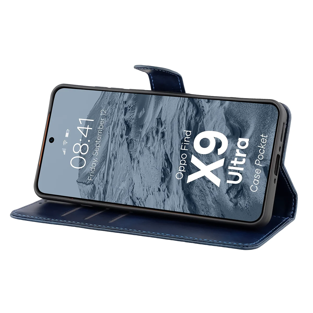 Handyhülle mit Klappe für Oppo Find X9 Ultra, Bizon Case Pocket, Dunkelblau