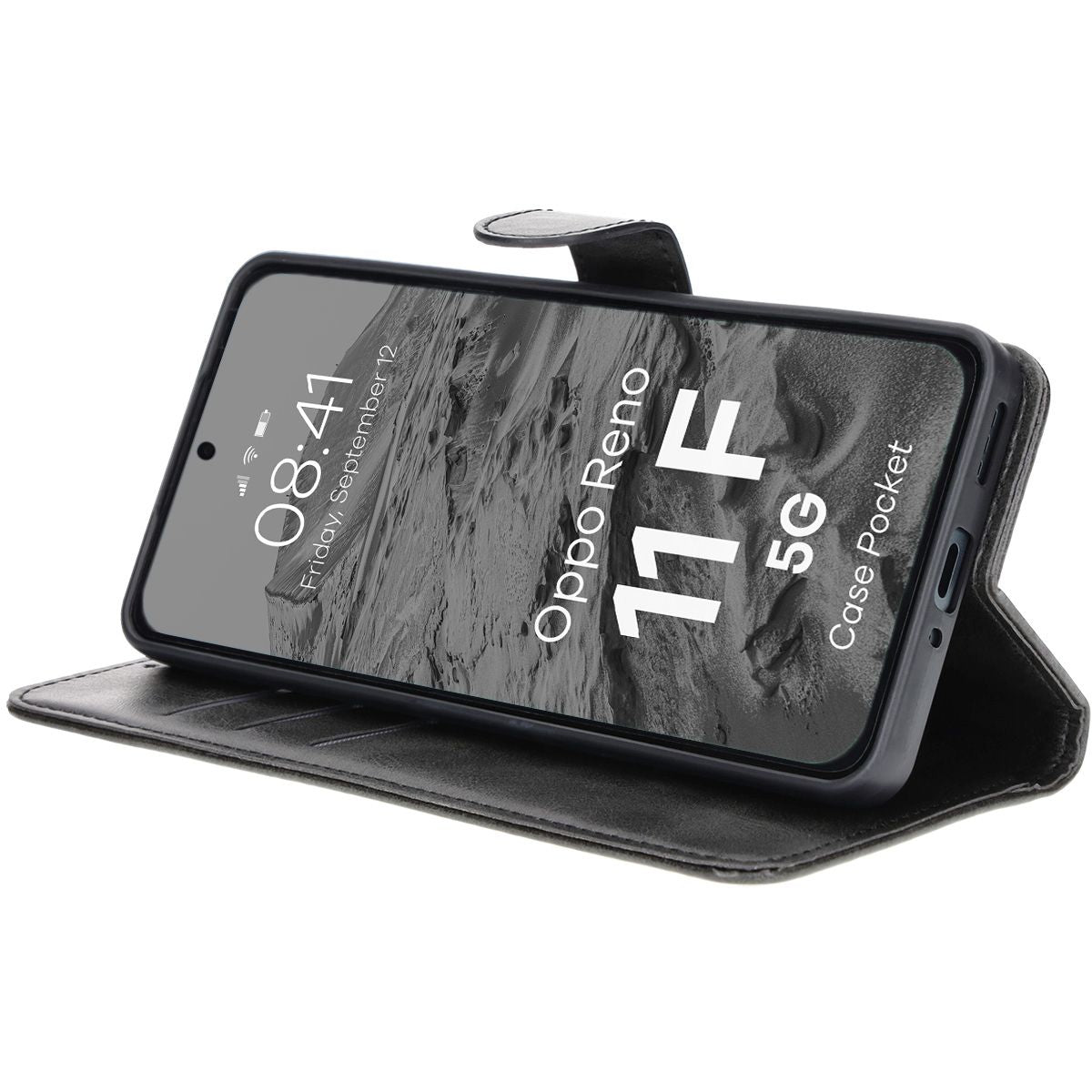 Handyhülle mit Klappe für Oppo Reno11 F 5G, Bizon Case Pocket, Schwarz