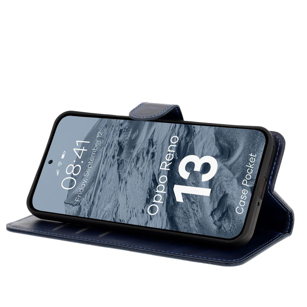 Handyhülle mit Klappe für Oppo Reno13, Bizon Case Pocket, Dunkelblau