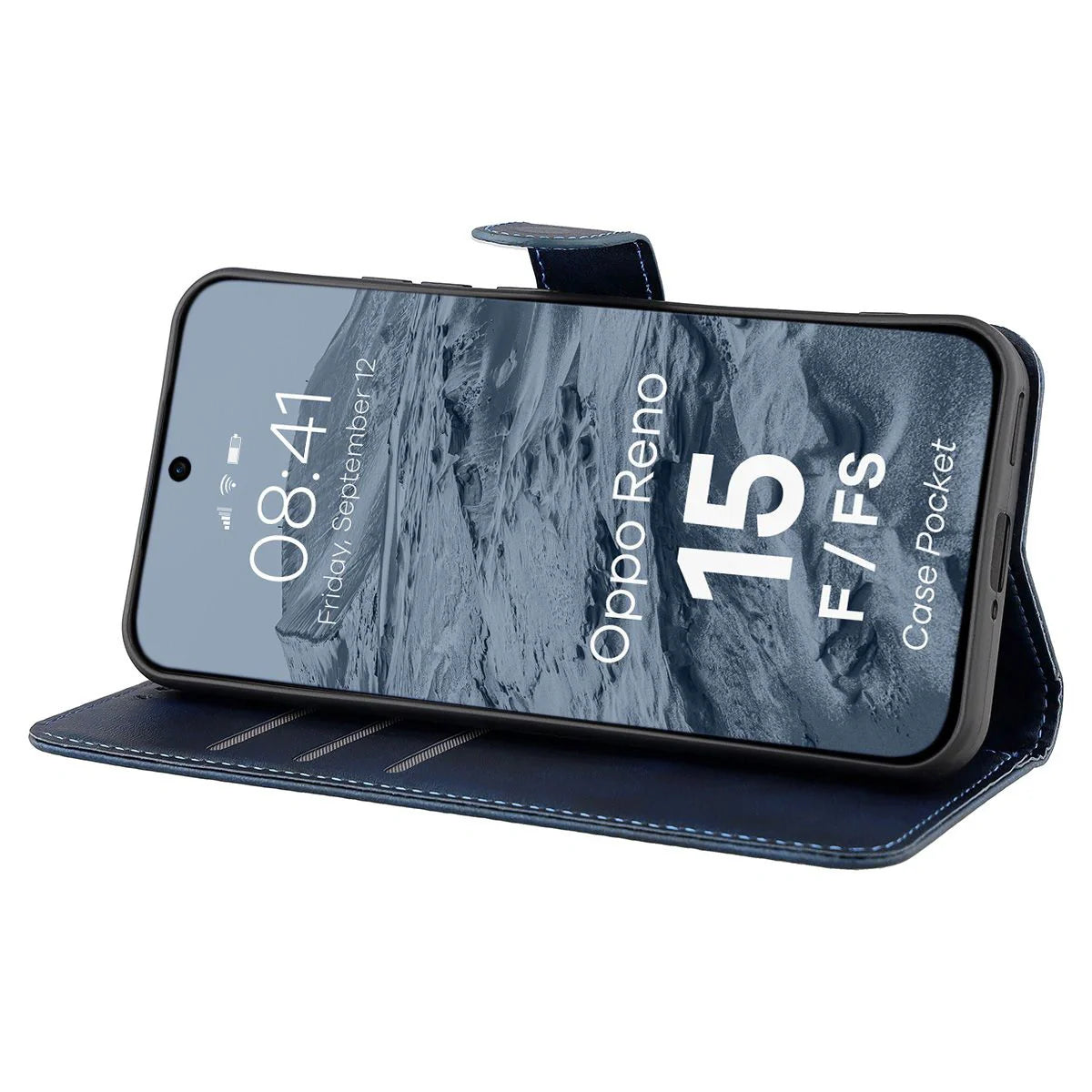 Handyhülle mit Klappe für Oppo Reno 15 F / FS, Bizon Case Pocket, Dunkelblau