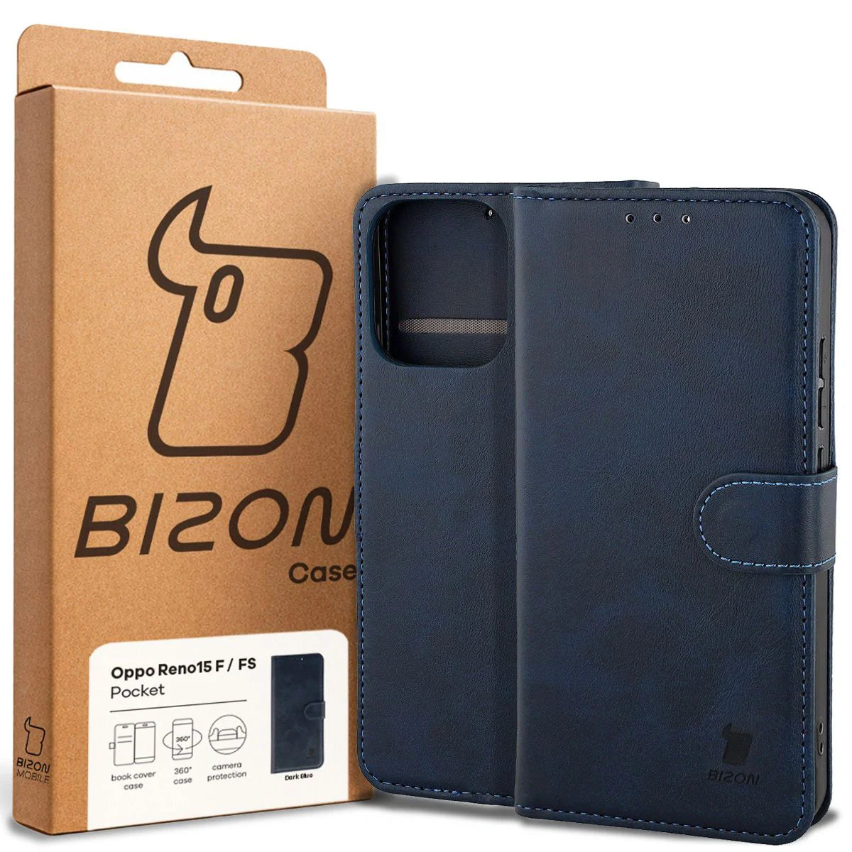 Handyhülle mit Klappe für Oppo Reno 15 F / FS, Bizon Case Pocket, Dunkelblau