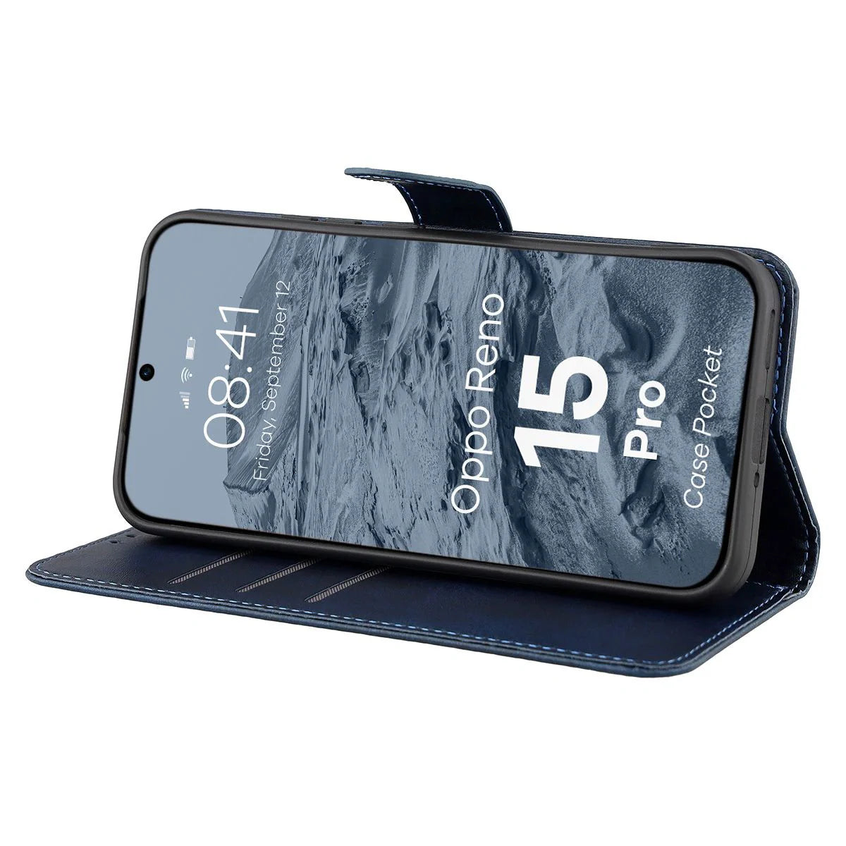 Handyhülle mit Klappe für Oppo Reno 15 Pro, Bizon Case Pocket, Dunkelblau