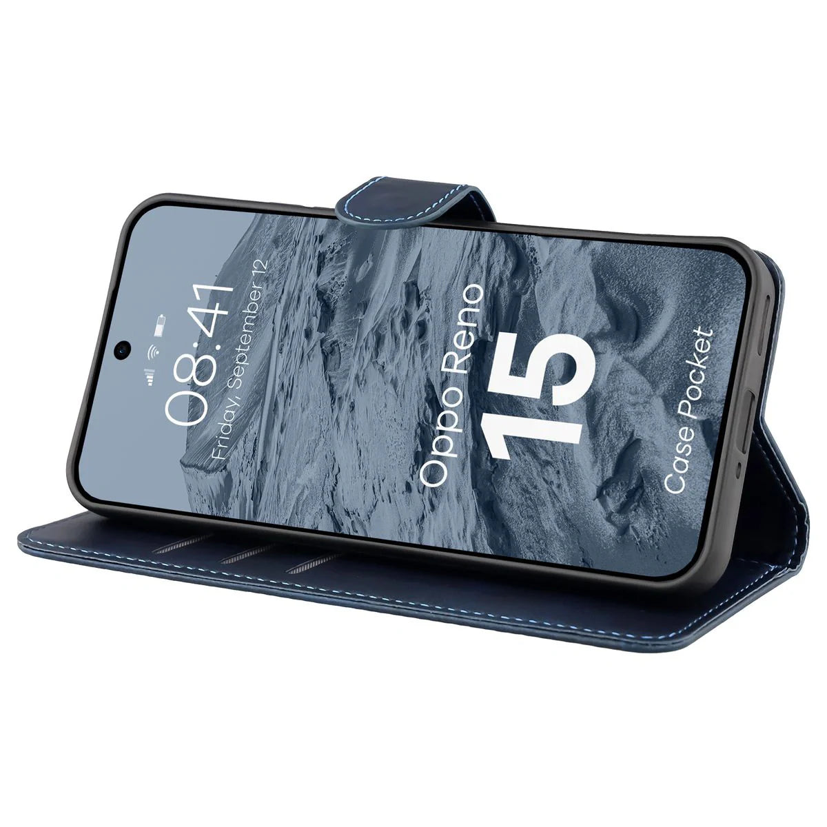 Handyhülle mit Klappe für Oppo Reno 15, Bizon Case Pocket, Dunkelblau