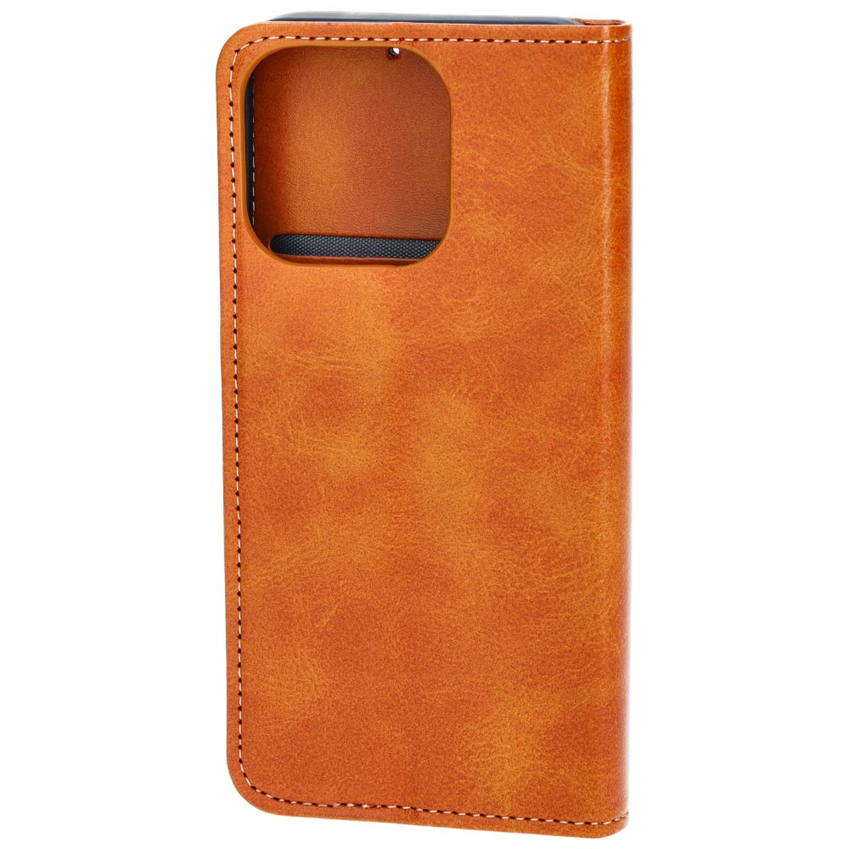 Handyhülle mit Klappe für iPhone 15 Pro, Bizon Case Pocket Pro, Braun