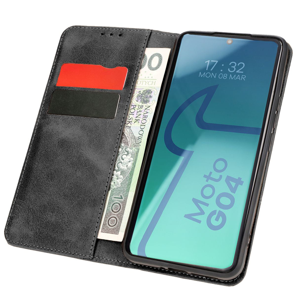 Schutzhülle für Motorola Moto G04 / G24, Bizon Case Pocket Pro, Schwarz