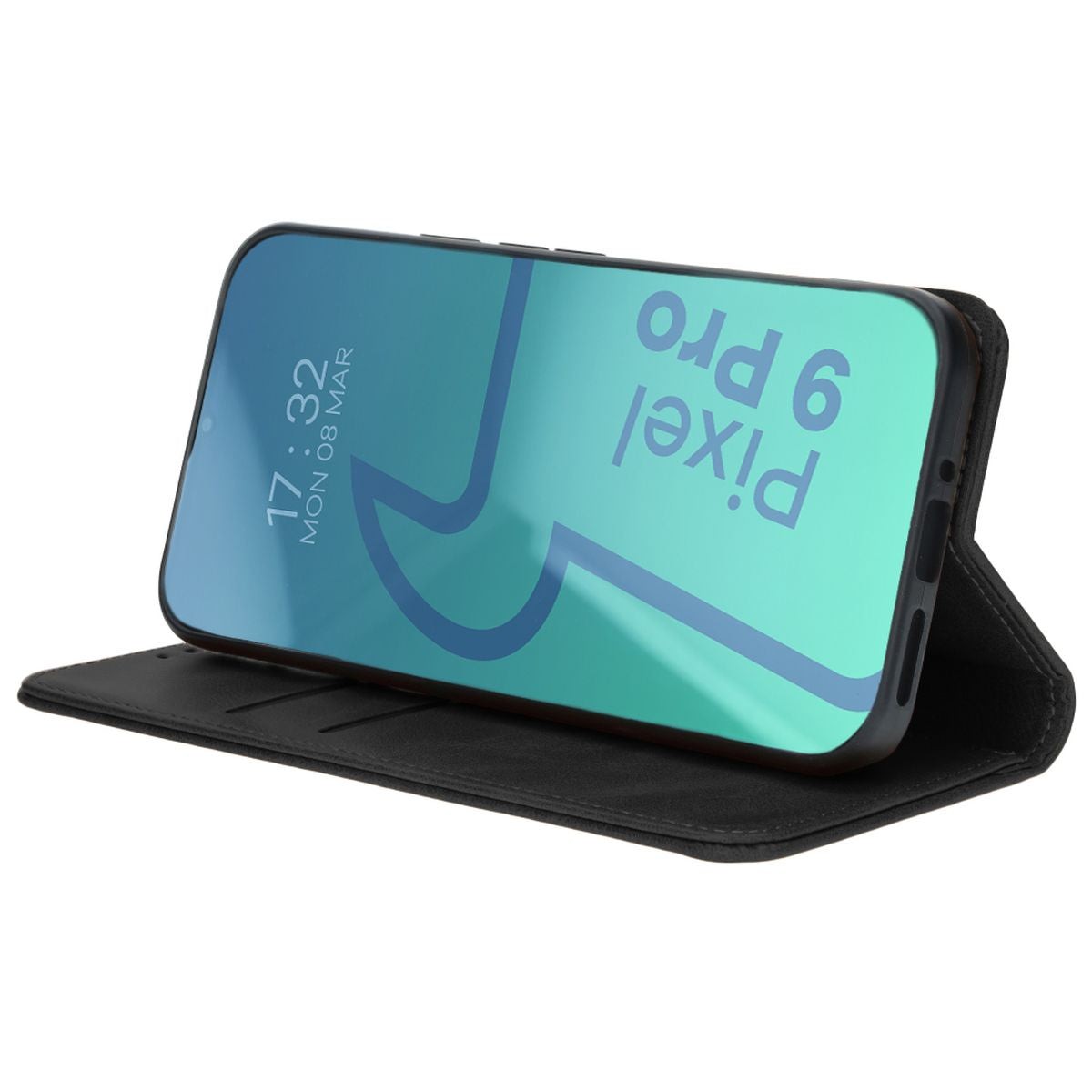 Handyhülle mit Klappe für Google Pixel 9 Pro, Bizon Case Pocket Pro, Schwarz