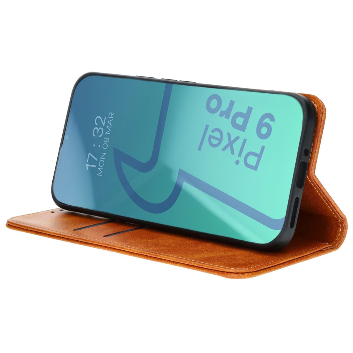 Handyhülle mit Klappe für Google Pixel 9 Pro XL, Bizon Case Pocket Pro, Braun