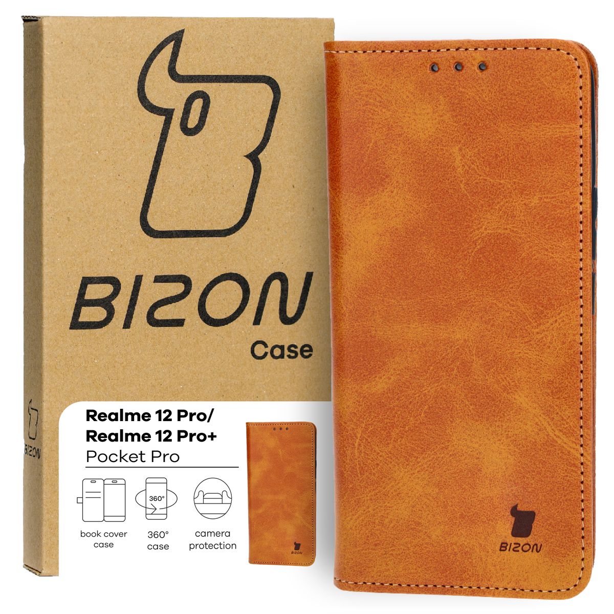 Schutzhülle für Realme 12 Pro / 12 Pro+, Bizon Case Pocket Pro, Braun