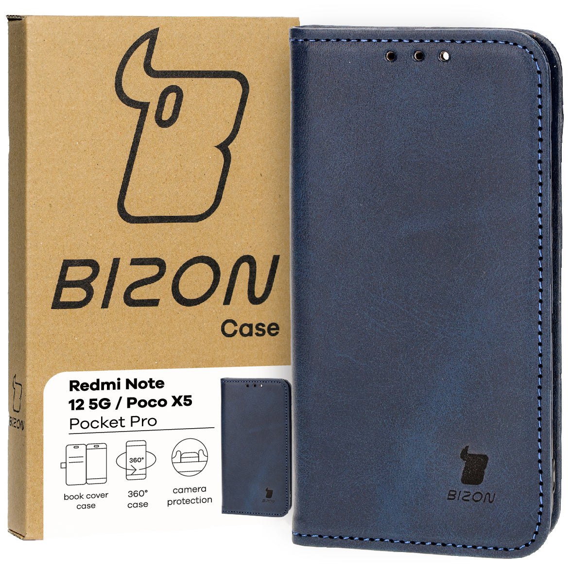 Schutzhülle Bizon Case Pocket Pro für Xiaomi Redmi Note 12 5G / Poco X5, Dunkelblau