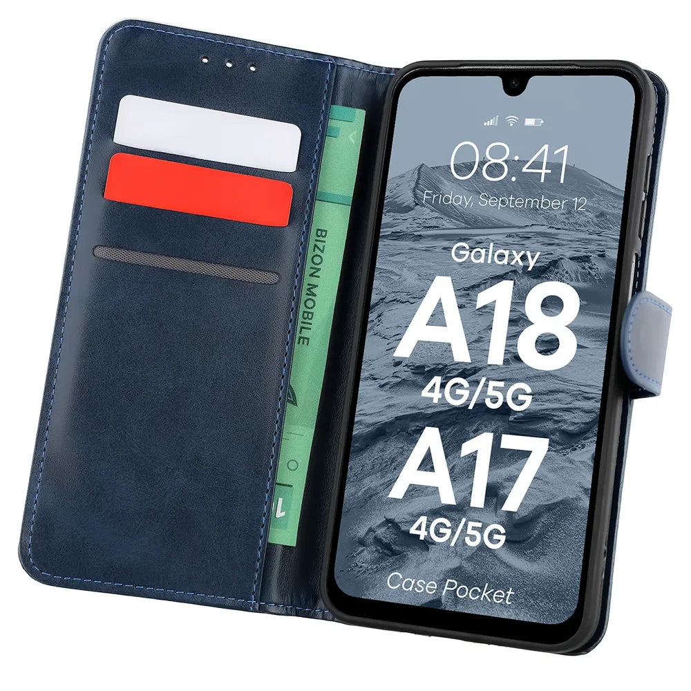 Handyhülle mit Klappe für Galaxy A18 / A17, Bizon Case Pocket, Dunkelblau (1/6)