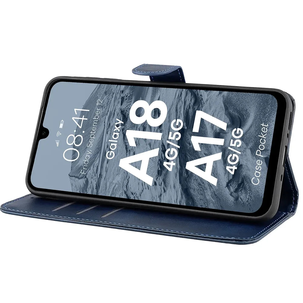 Handyhülle mit Klappe für Galaxy A18 / A17, Bizon Case Pocket, Dunkelblau (5/6)