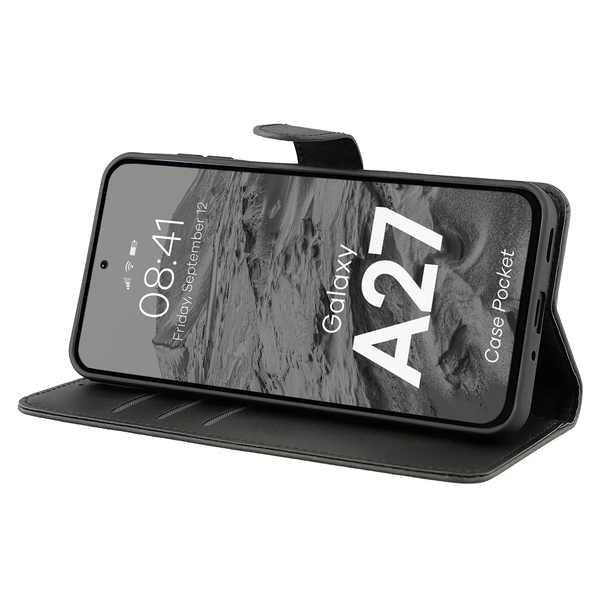 Handyhülle mit Klappe für Galaxy A27 5G, Bizon Case Pocket, Schwarz