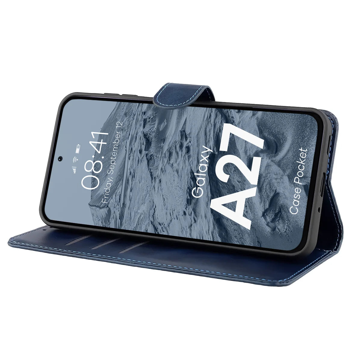 Handyhülle mit Klappe für Galaxy A27 5G, Bizon Case Pocket, Dunkelblau