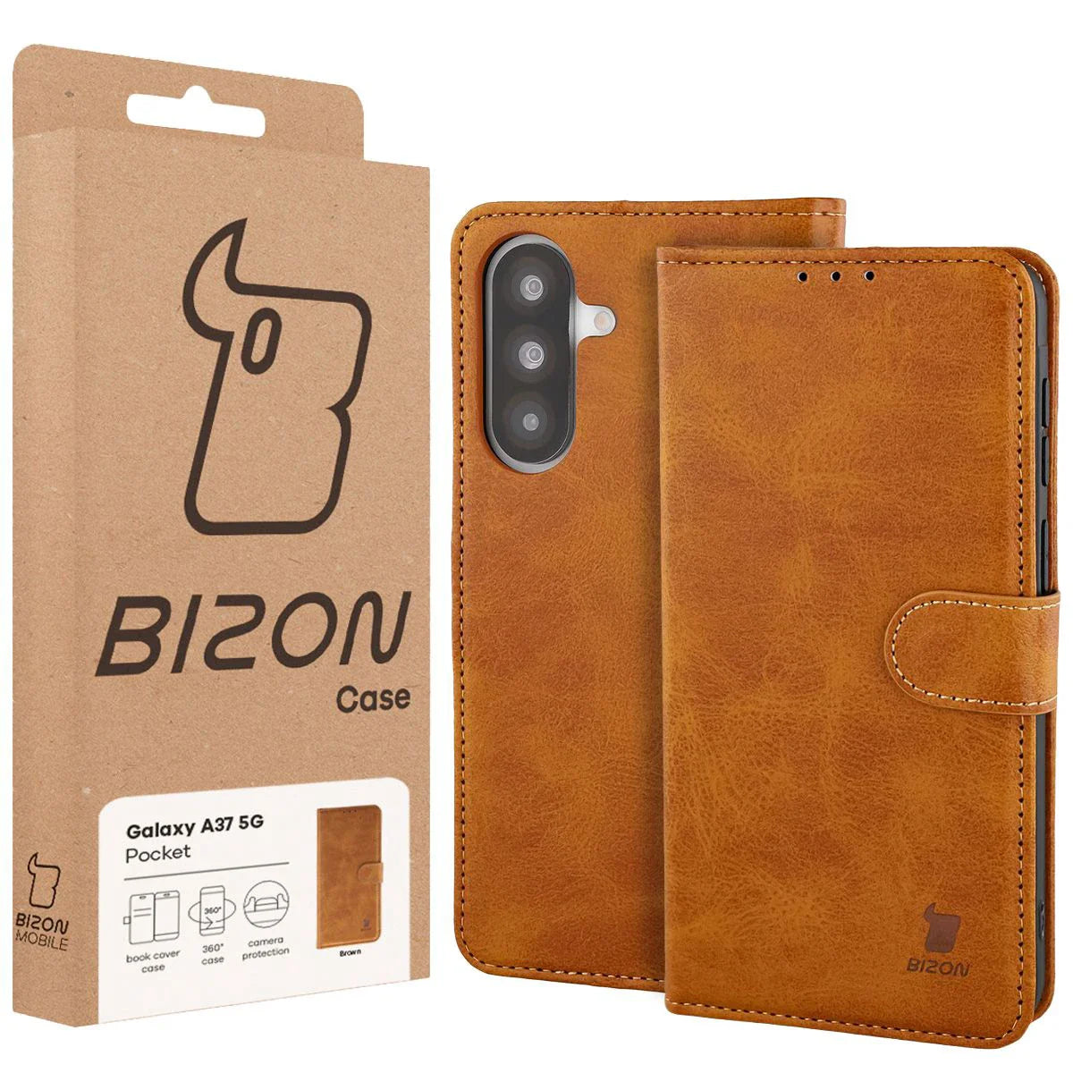 Handyhülle mit Klappe für Galaxy A37 5G, Bizon Case Pocket, Braun