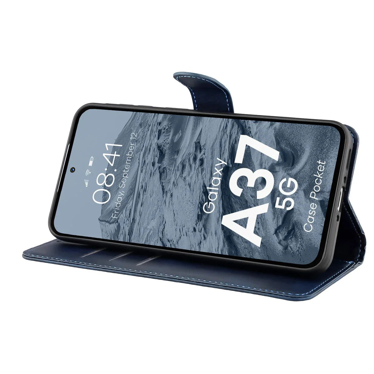 Handyhülle mit Klappe für Galaxy A37 5G, Bizon Case Pocket, Dunkelblau