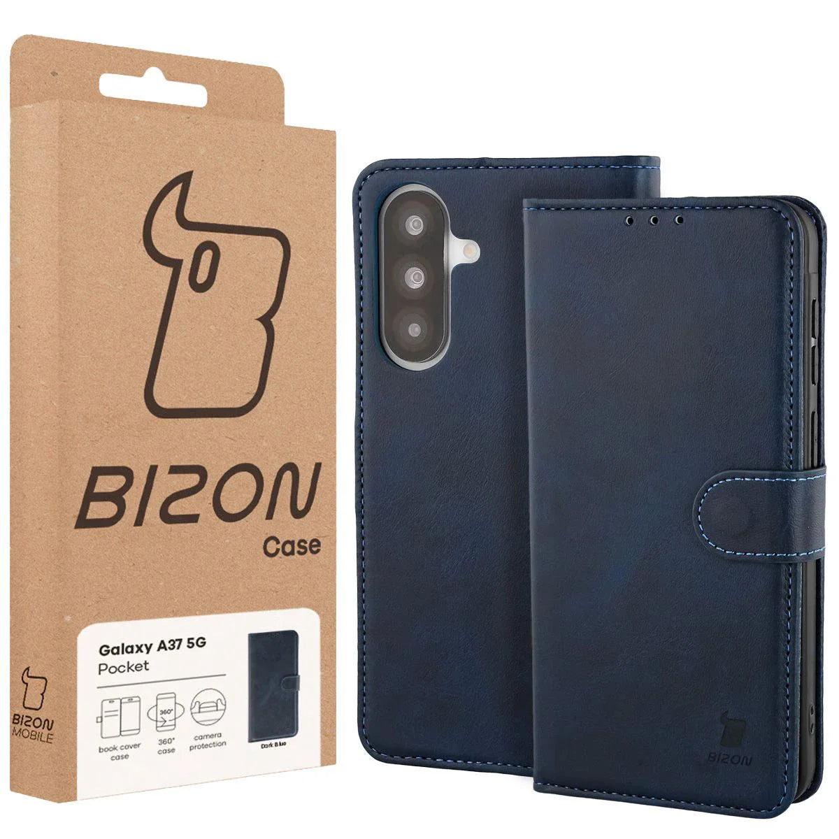 Handyhülle mit Klappe für Galaxy A37 5G, Bizon Case Pocket, Dunkelblau