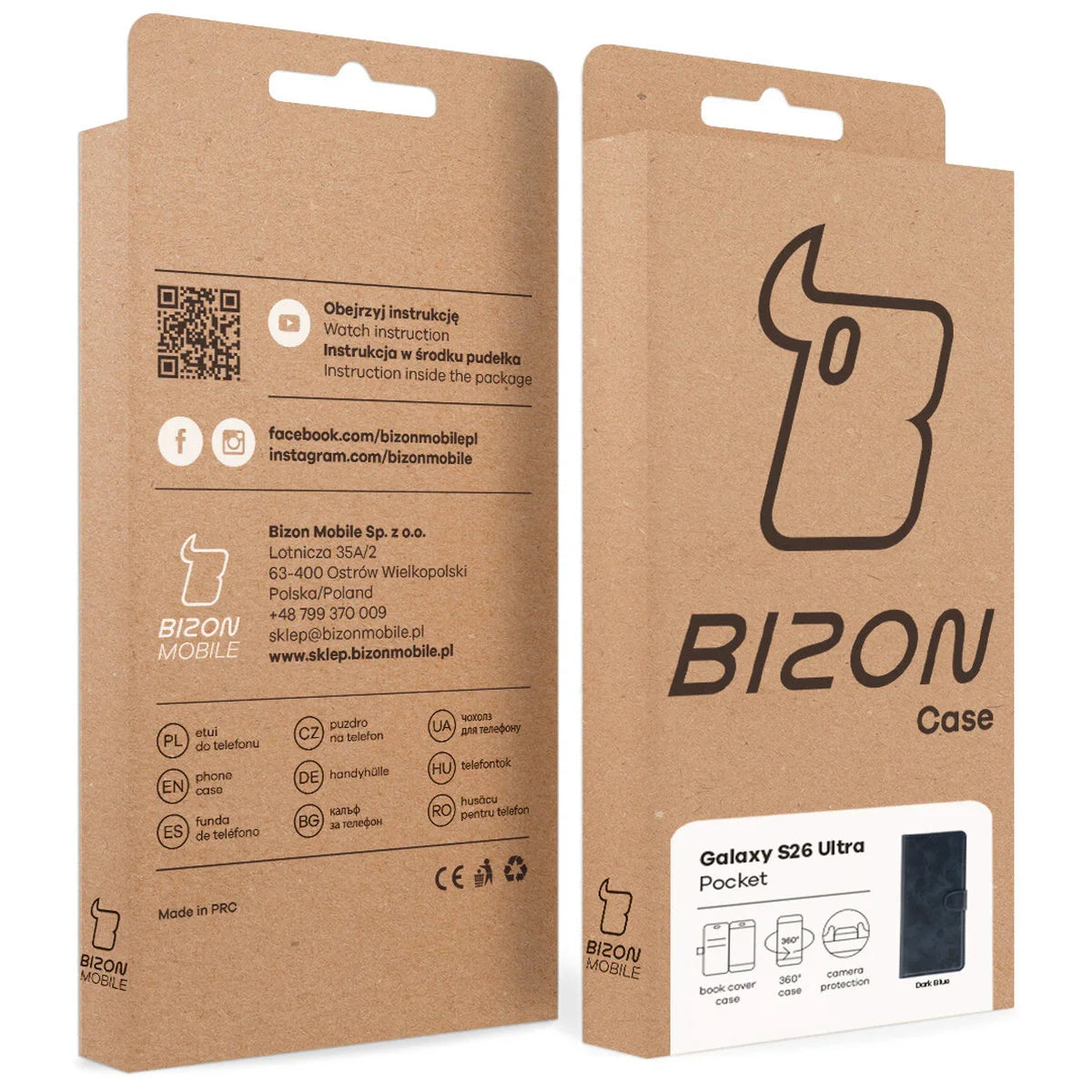 Handyhülle mit Klappe für Galaxy S26 Ultra, Bizon Case Pocket, Dunkelblau