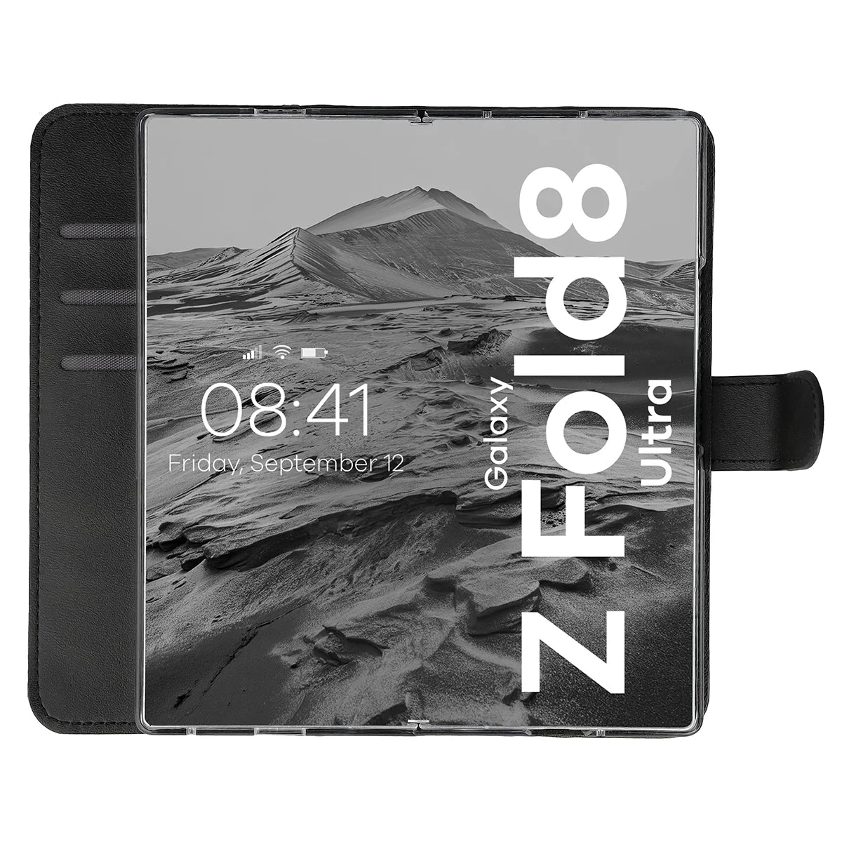 Handyhülle mit Klappe für Galaxy Z Fold8 Ultra, Bizon Case Pocket, Schwarz (6/7)