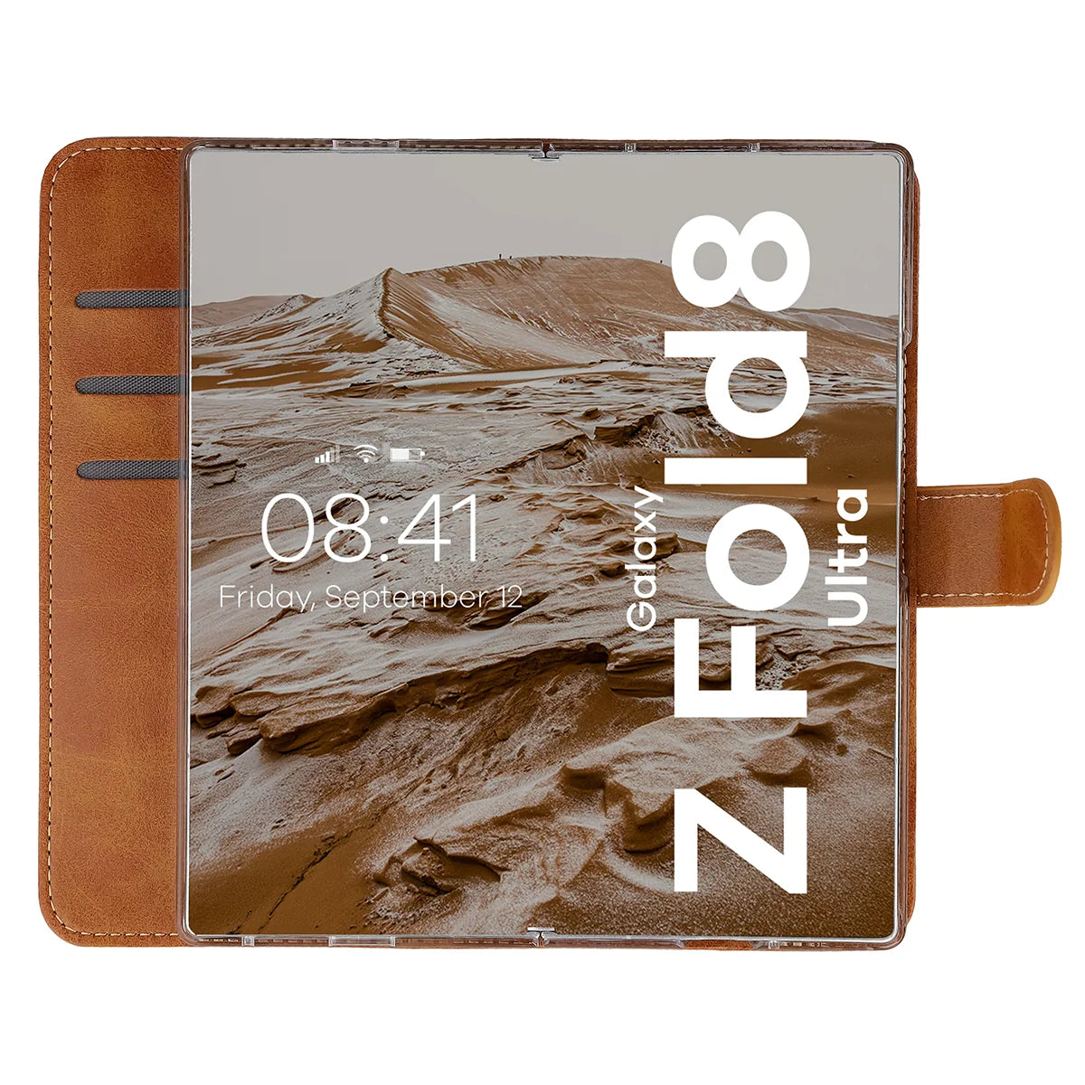Handyhülle mit Klappe für Galaxy Z Fold8 Ultra, Bizon Case Pocket, Braun (6/7)