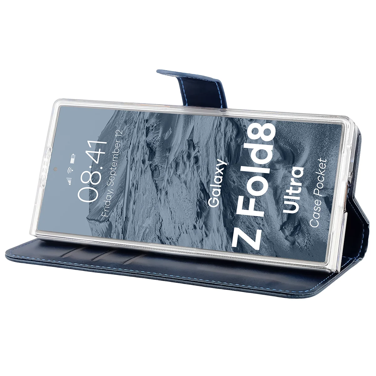 Handyhülle mit Klappe für Galaxy Z Fold8 Ultra, Bizon Case Pocket, Dunkelblau (5/7)