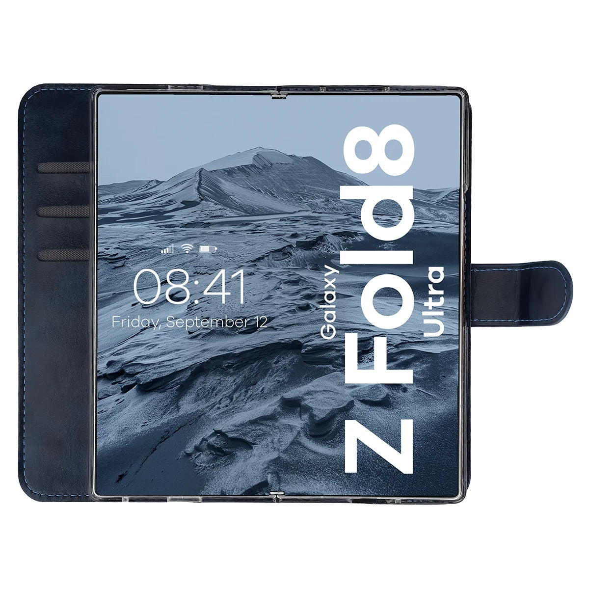 Handyhülle mit Klappe für Galaxy Z Fold8 Ultra, Bizon Case Pocket, Dunkelblau (6/7)