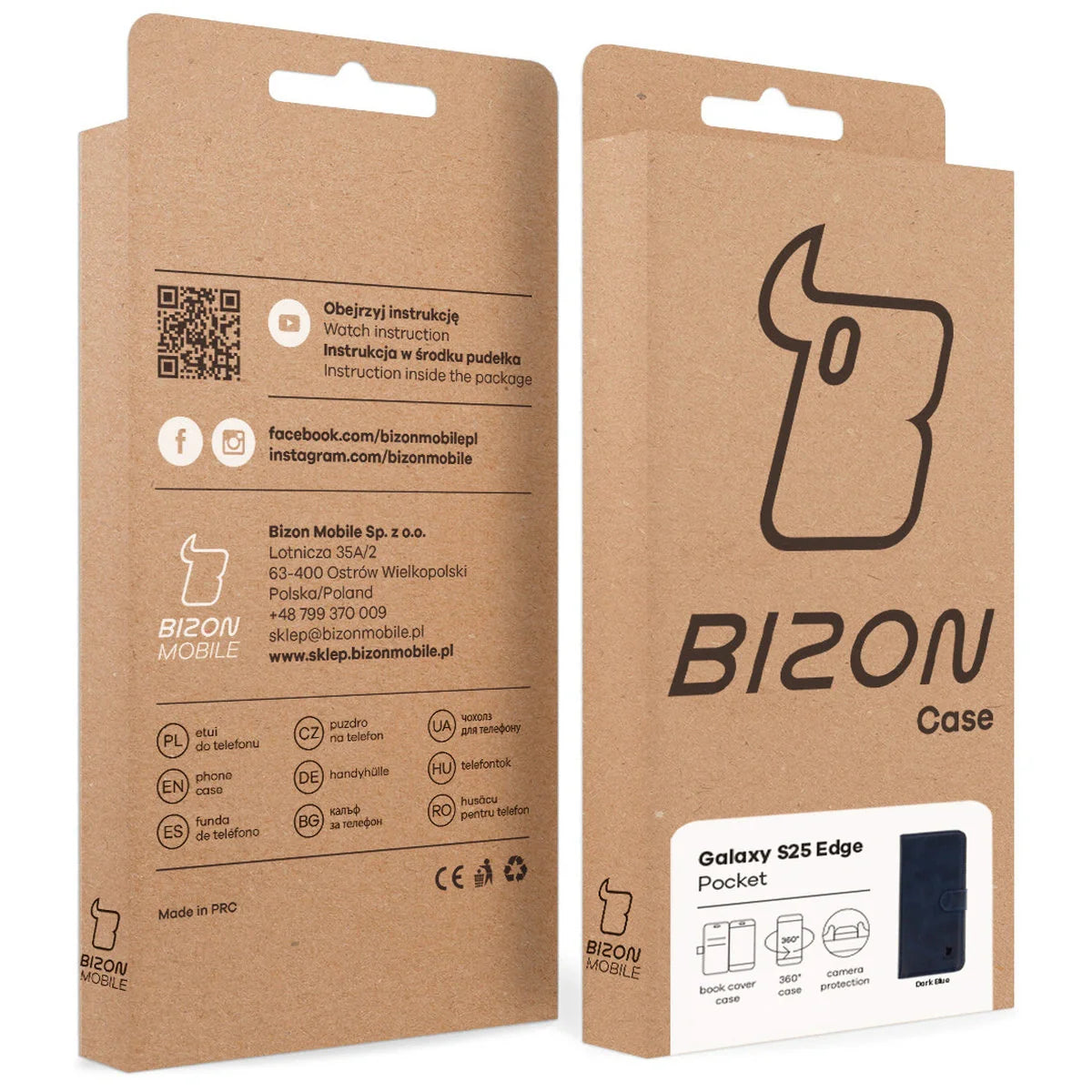 Handyhülle mit Klappe für Galaxy S25 Edge, Bizon Case Pocket, Dunkelblau