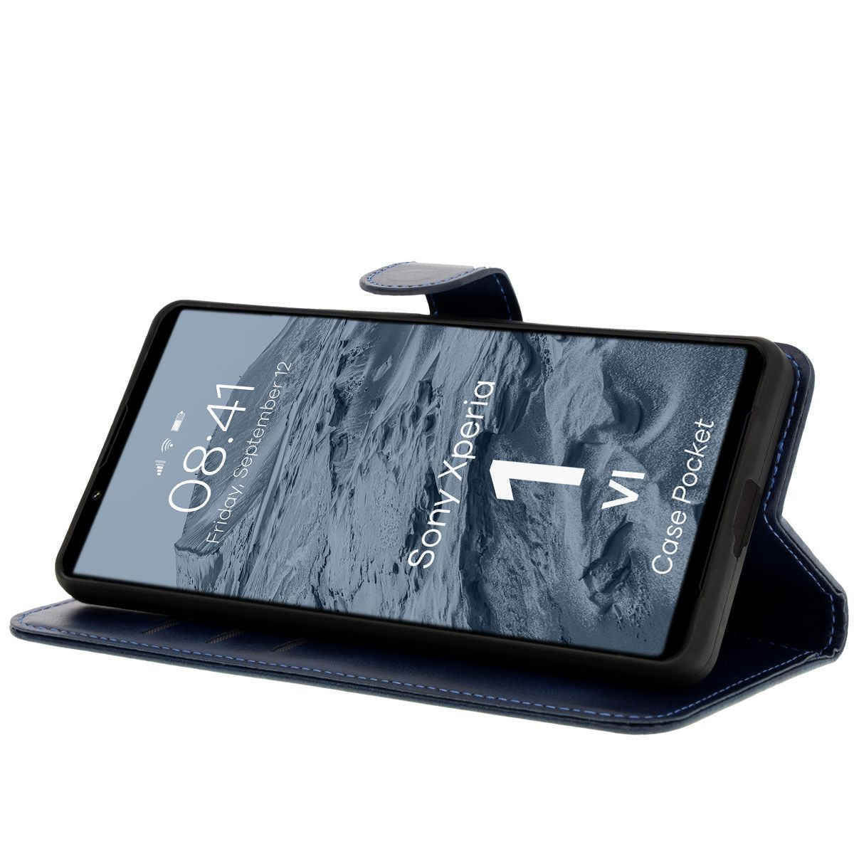 Handyhülle mit Klappe für Sony Xperia 1 VI, Bizon Case Pocket, Dunkelblau